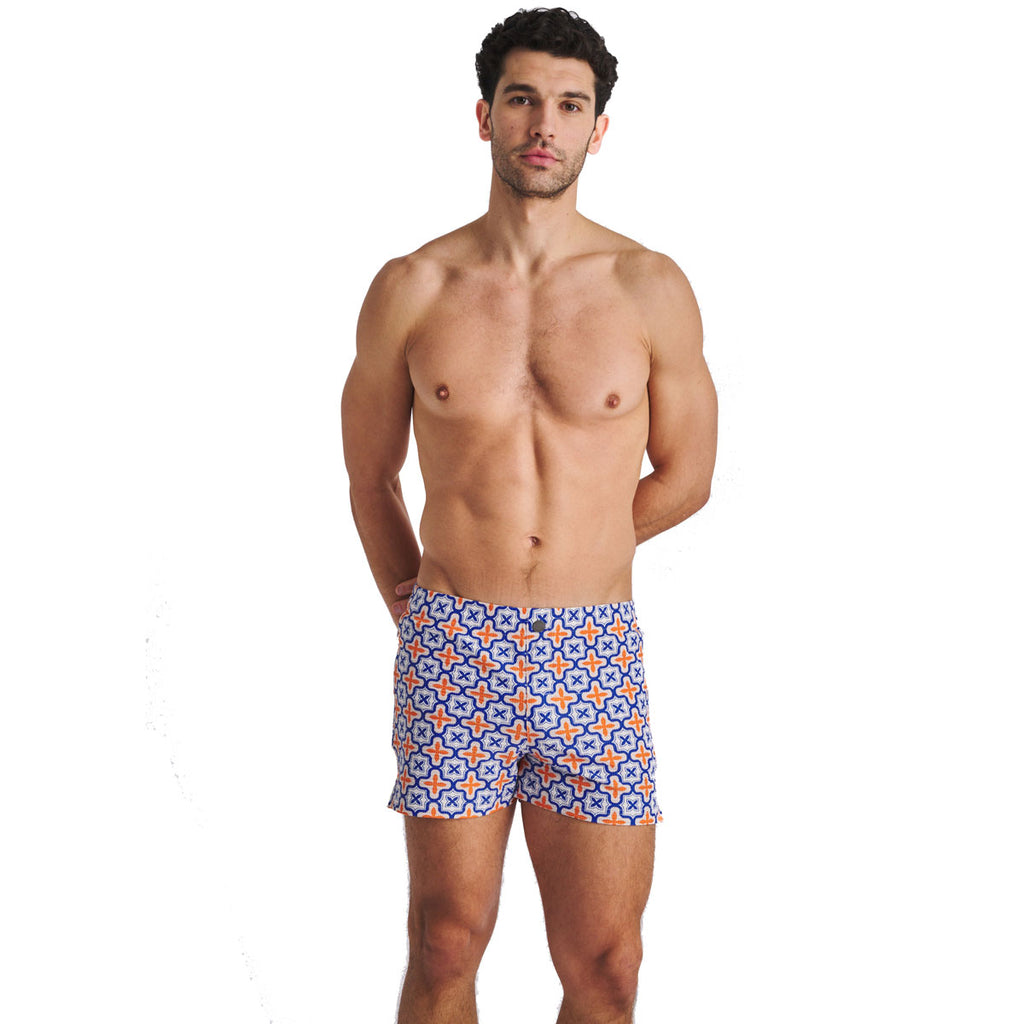 Seersucker Print Swim Short