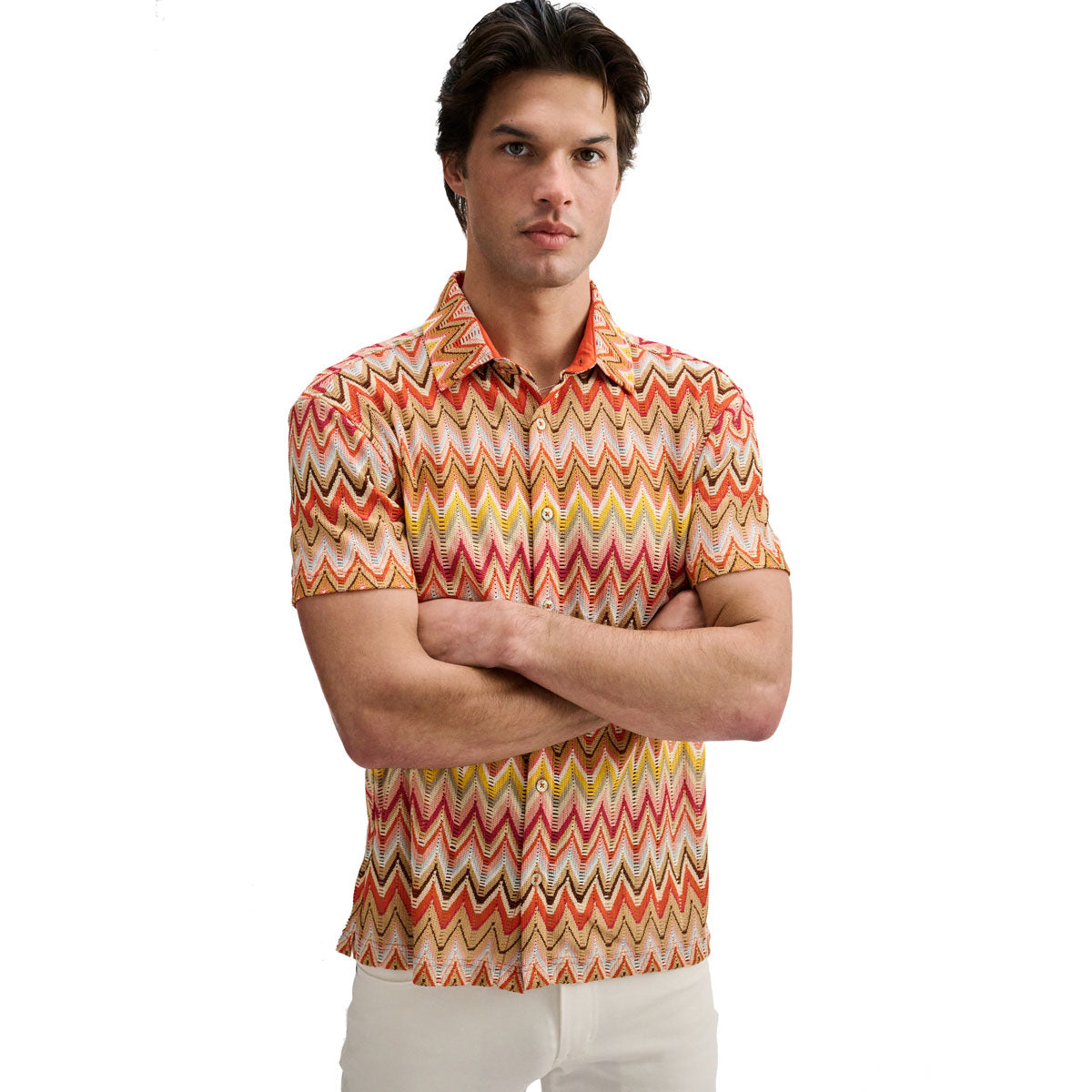 Open Knit Chevron Shirt