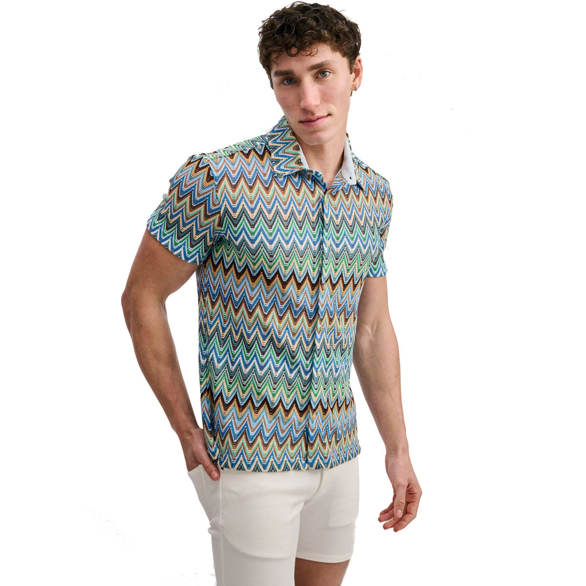 Open Knit Chevron Shirt
