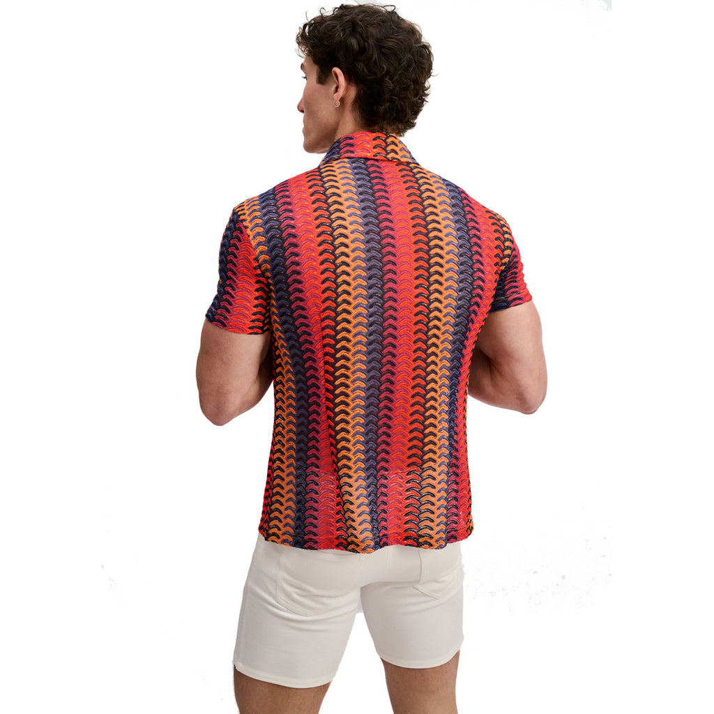 Vertical Arrow Open Knit Shirt