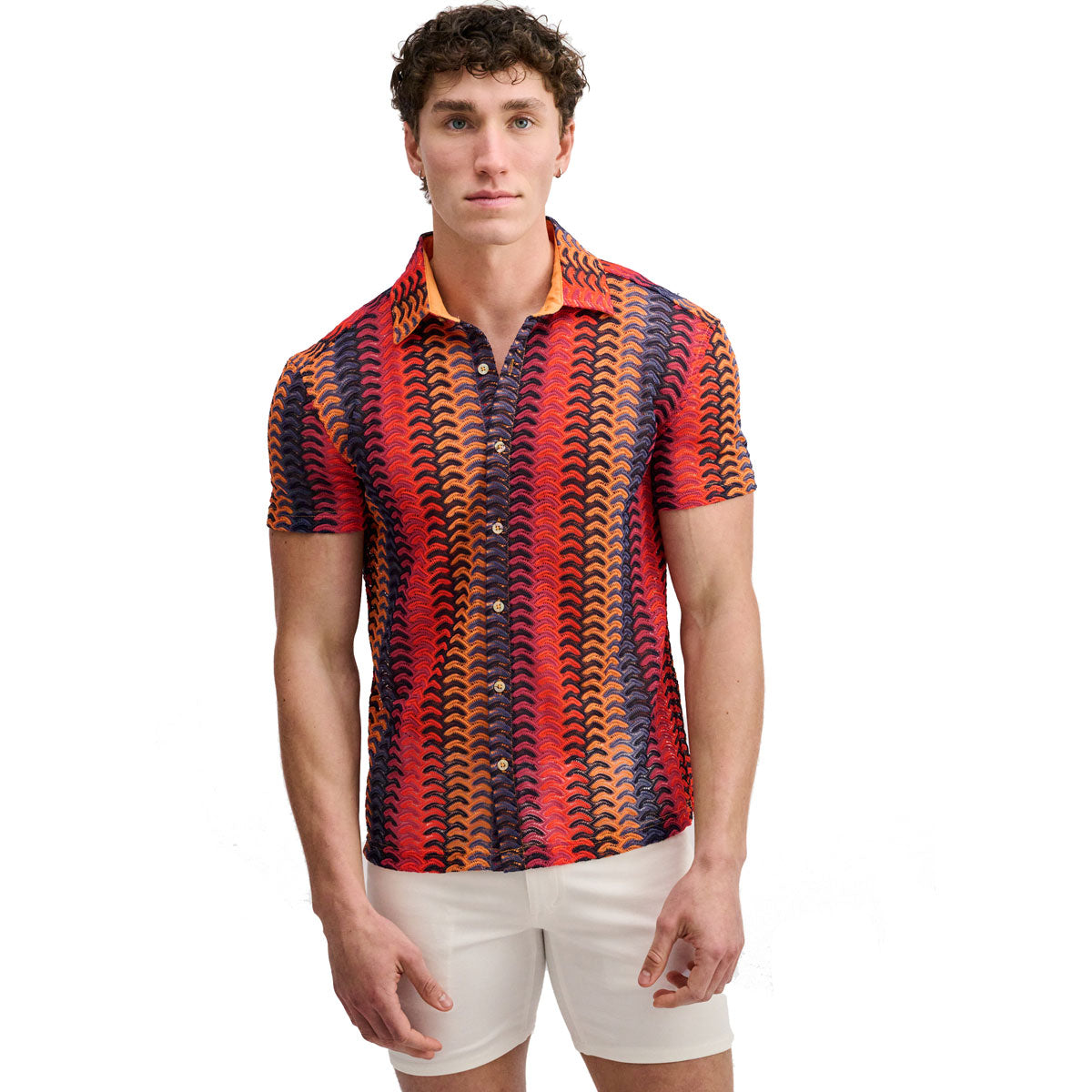 Vertical Arrow Open Knit Shirt
