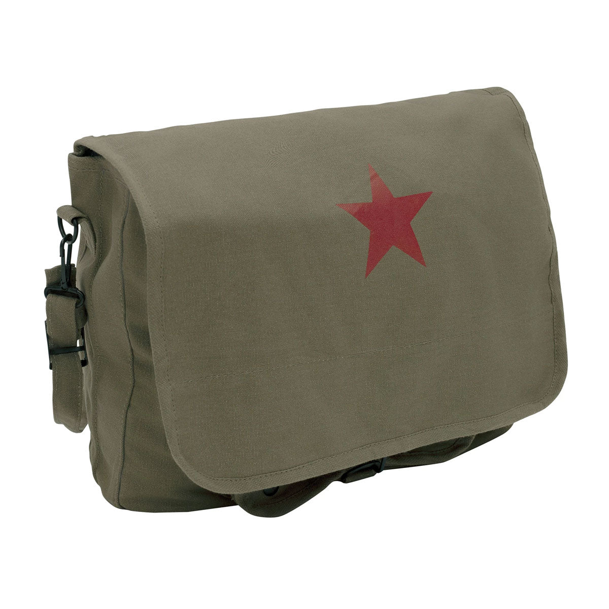 Vintage Canvas Shoulder Bag with Red Star