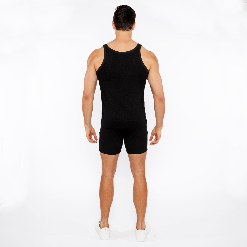Veins Stretch Textured Knit Tank