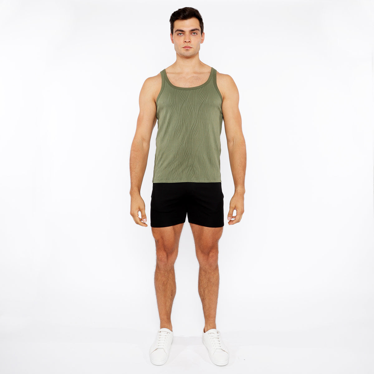 Veins Stretch Textured Knit Tank
