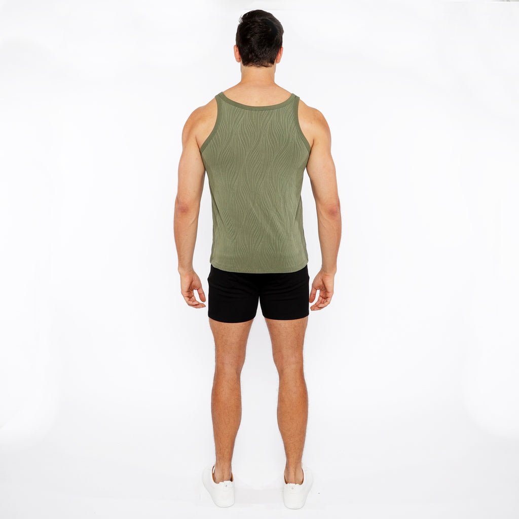 Veins Stretch Textured Knit Tank