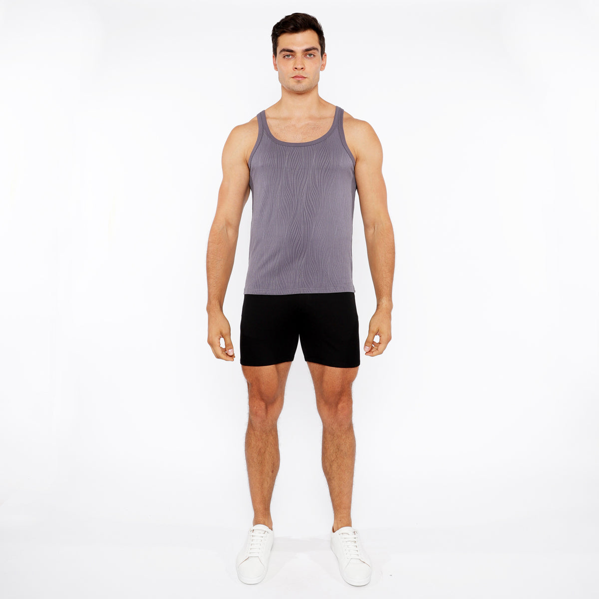 Veins Stretch Textured Knit Tank