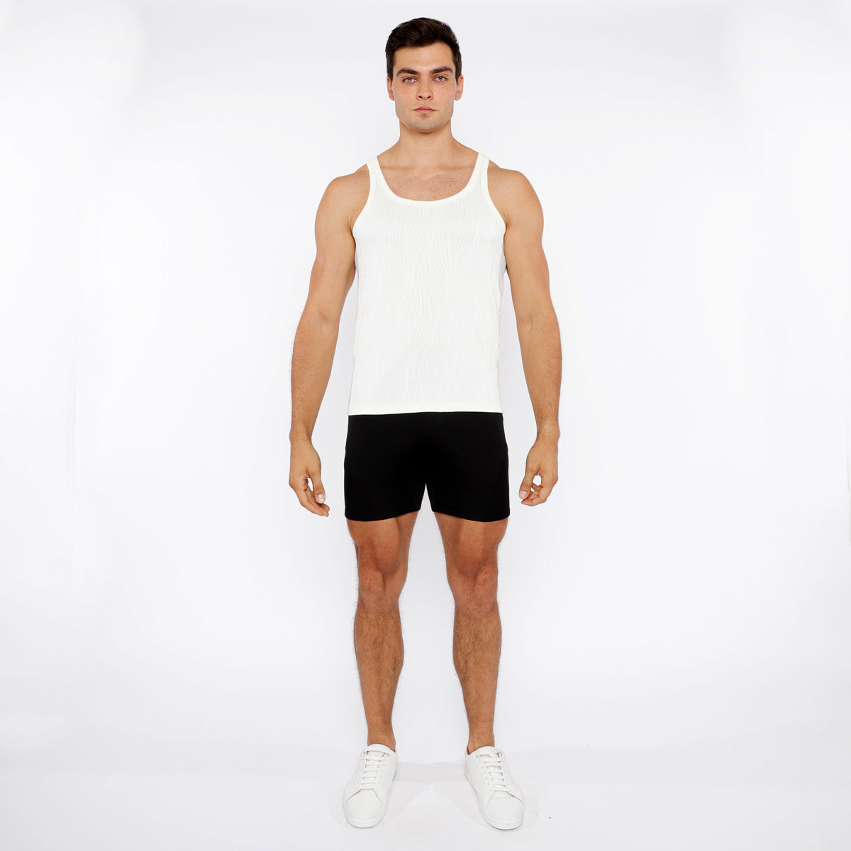 Veins Stretch Textured Knit Tank