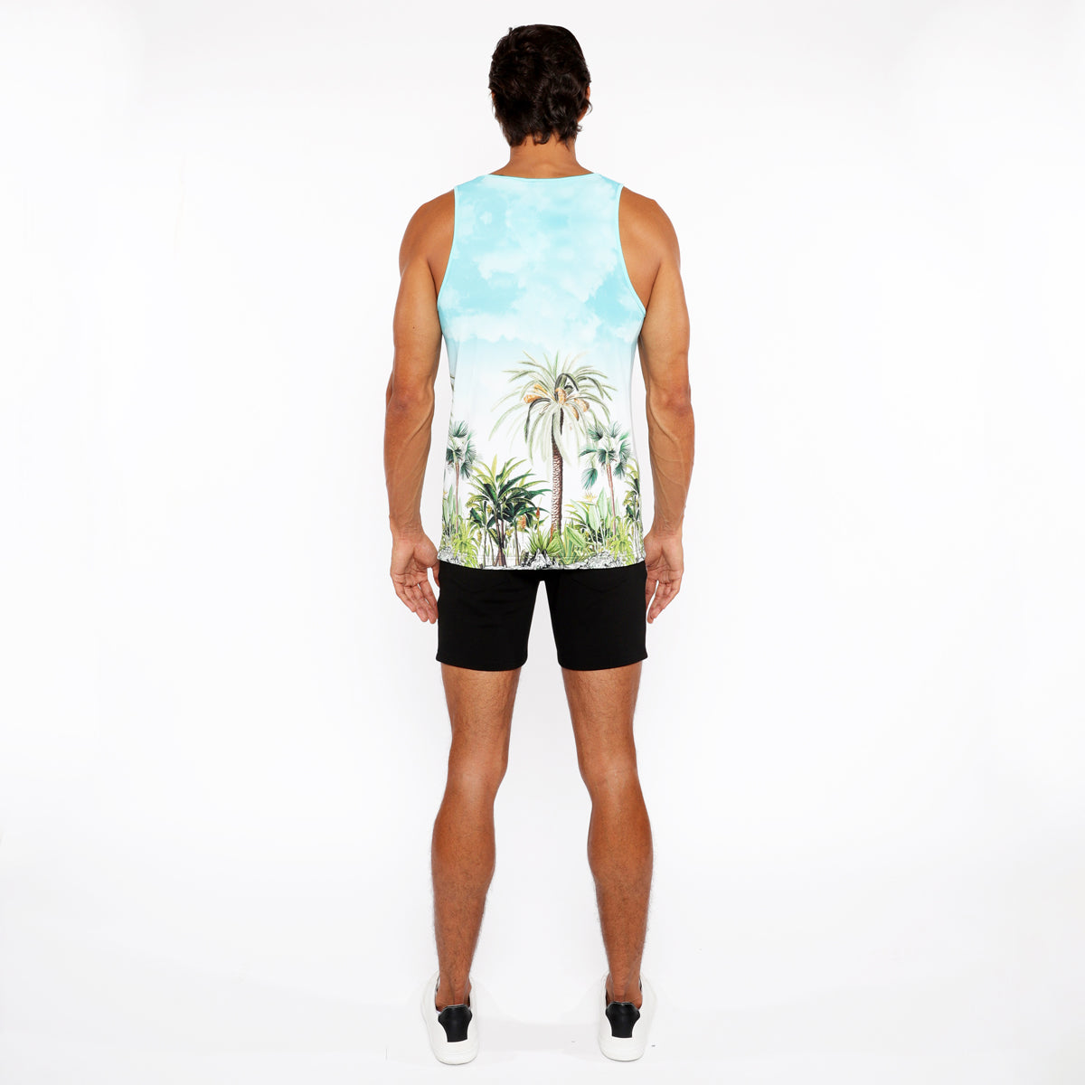 Palm Trees Printed Mesh Tank