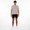 Stripe Knit Shirt w/Rib Collar