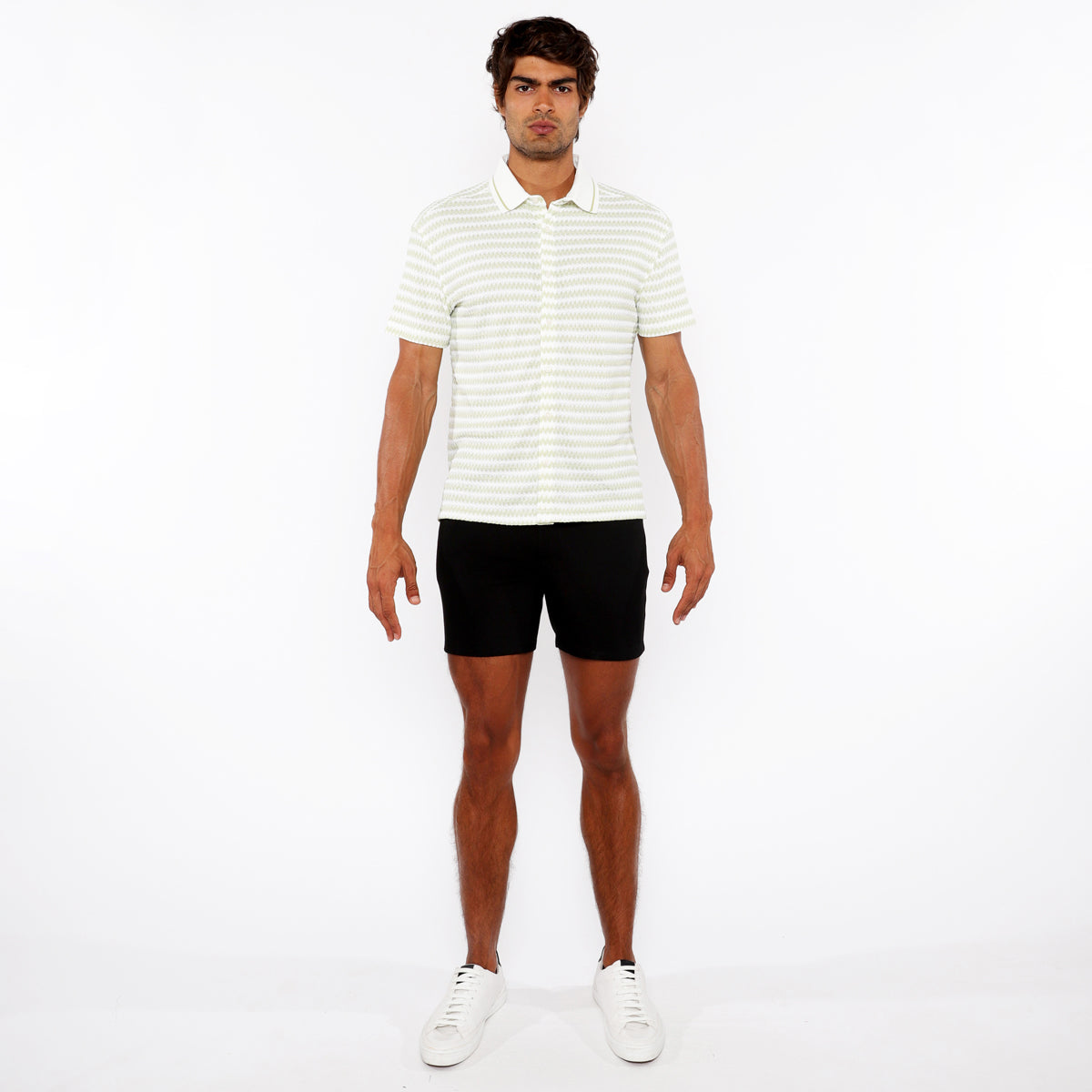 Short Sleeve Rib Collar Shirt