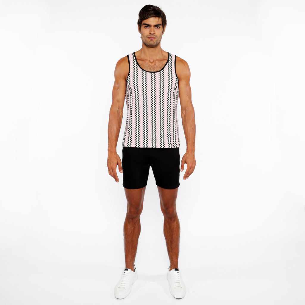 Zigzag Stripes Open Knit Tank