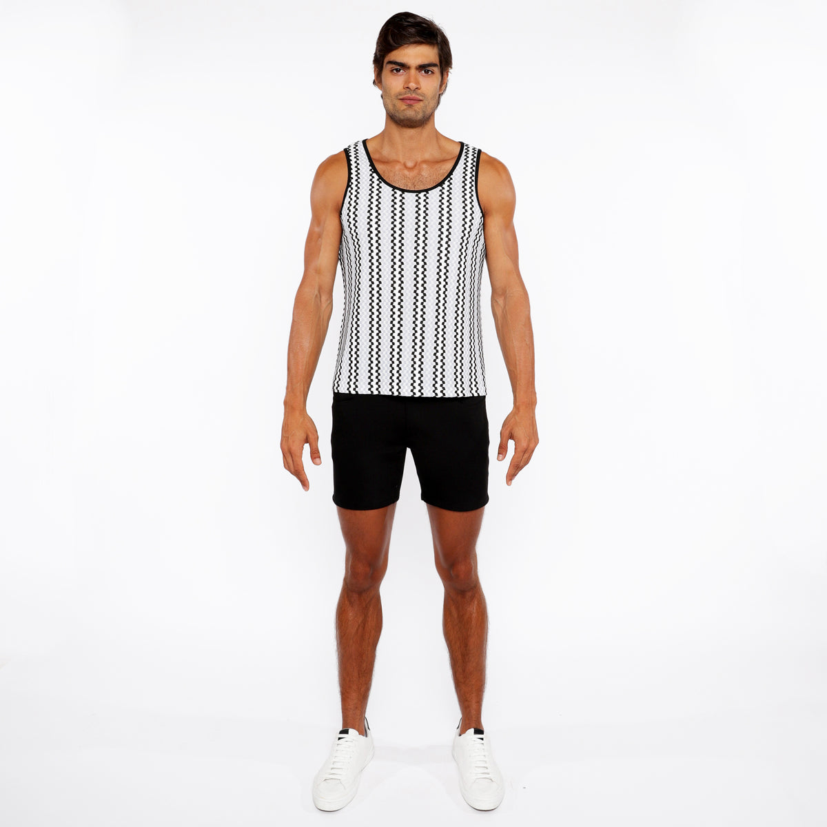 Zigzag Stripes Open Knit Tank
