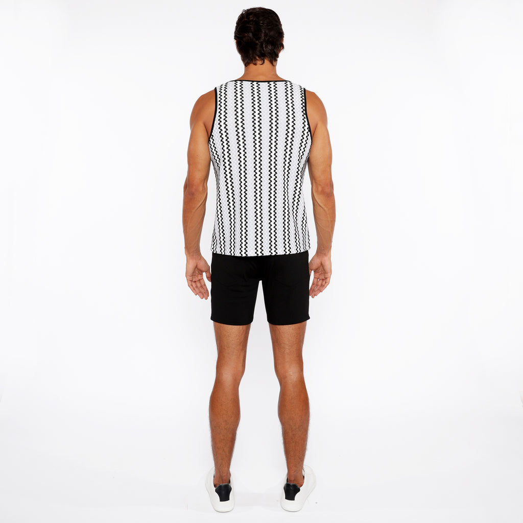 Zigzag Stripes Open Knit Tank