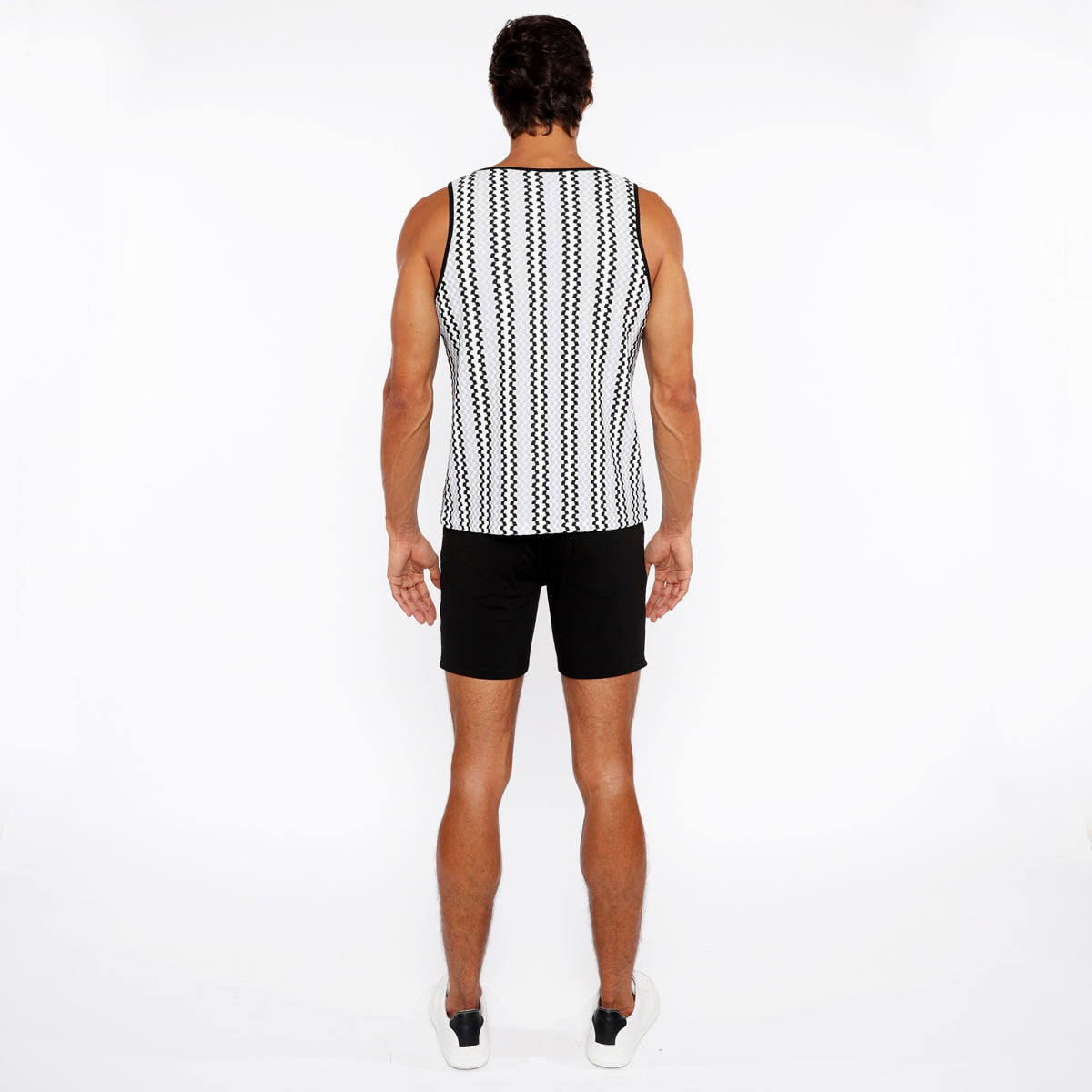 Zigzag Stripes Open Knit Tank