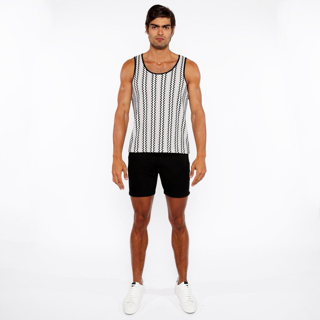 Zigzag Stripes Open Knit Tank