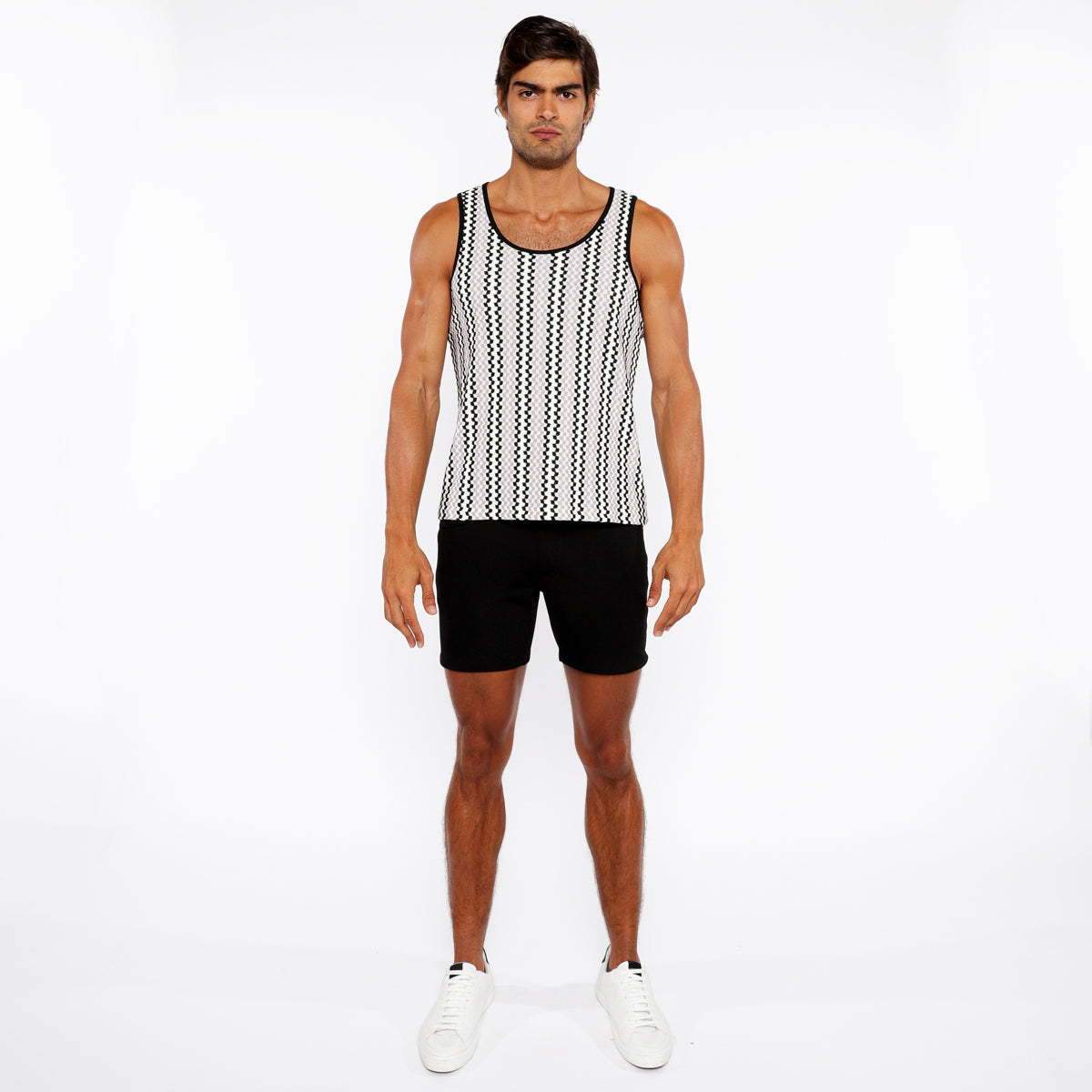 Zigzag Stripes Open Knit Tank