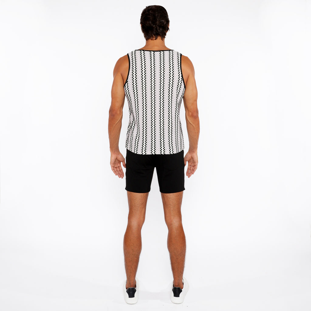 Zigzag Stripes Open Knit Tank