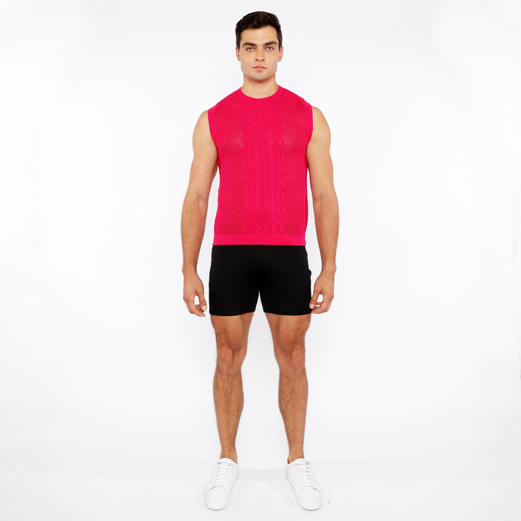 Pointelle Tux Open Knit Vest