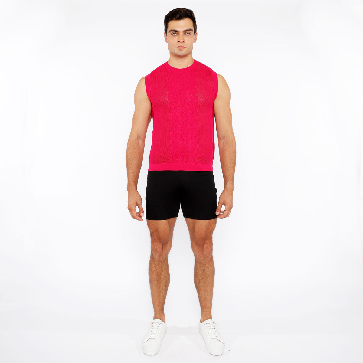 Pointelle Tux Open Knit Vest