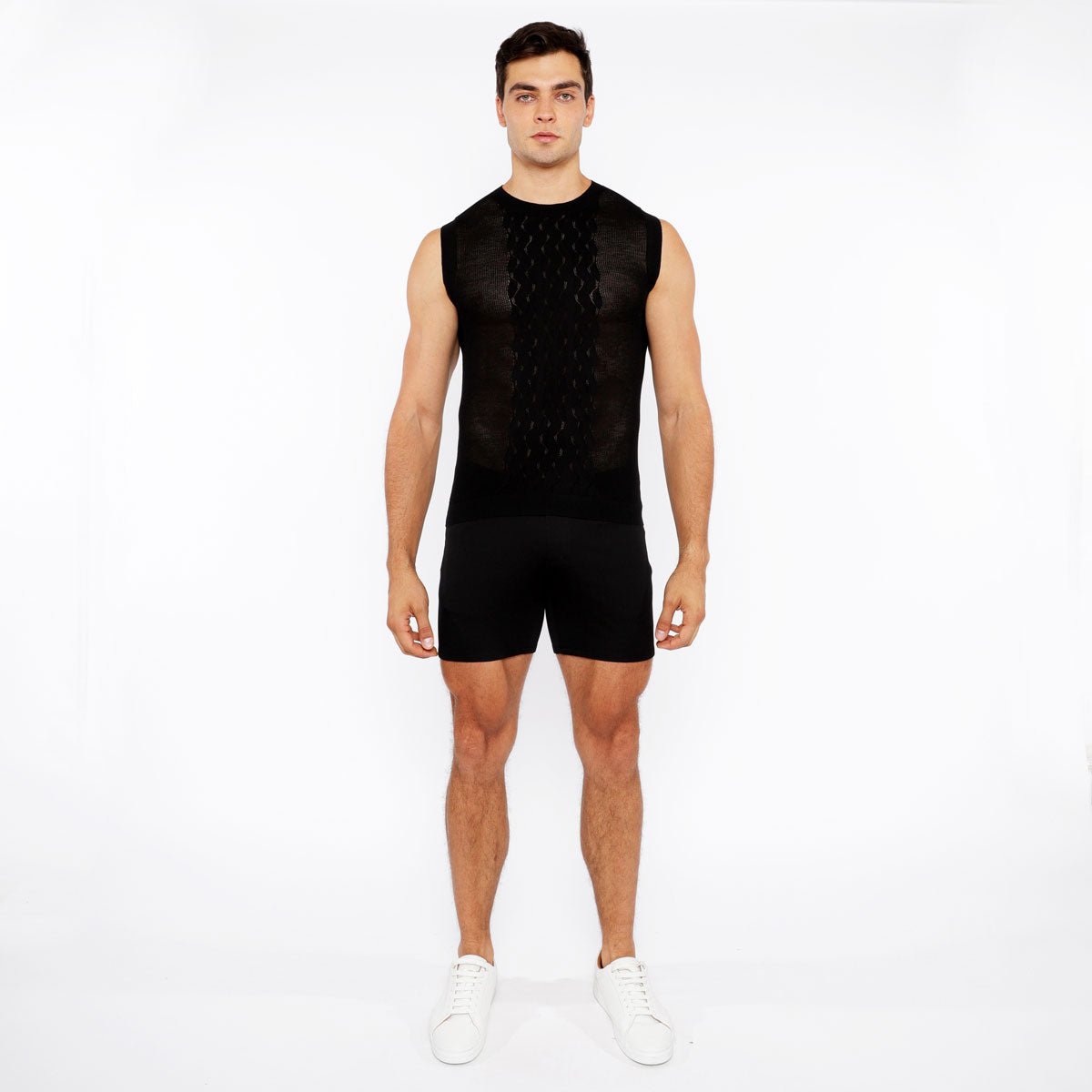 Pointelle Tux Open Knit Vest