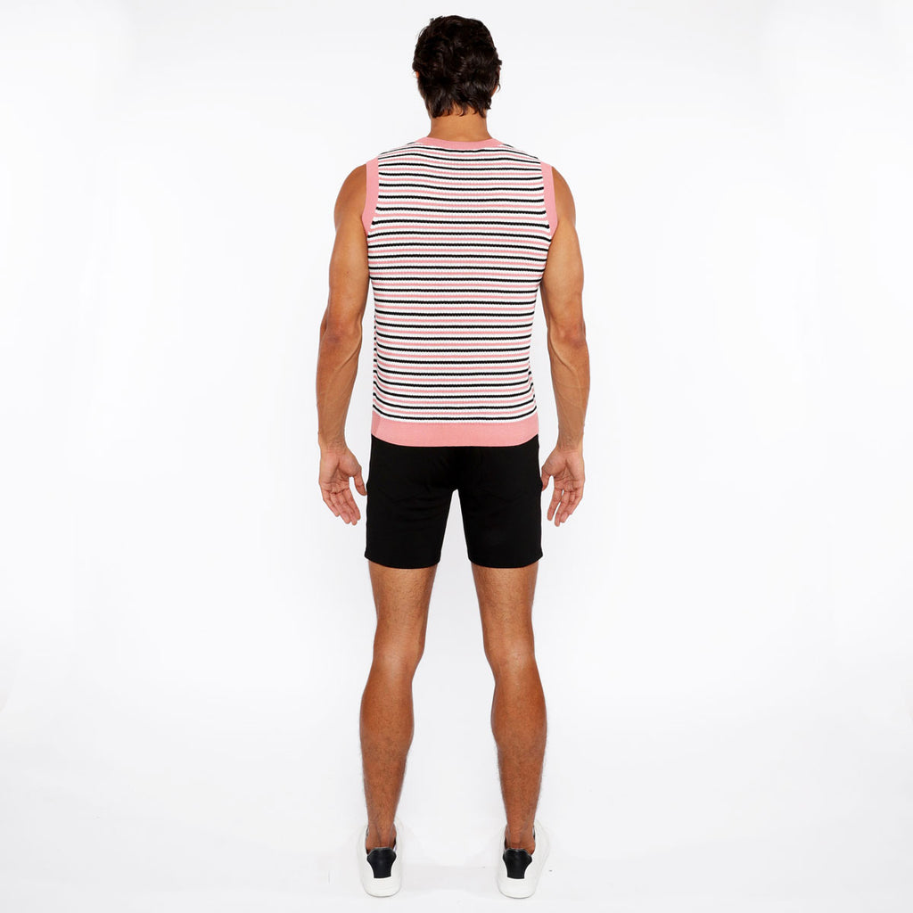 Stripe Open Knit Vest