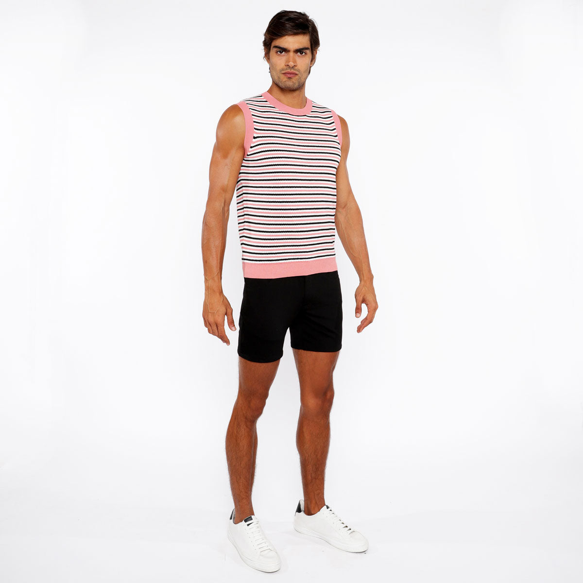 Stripe Open Knit Vest