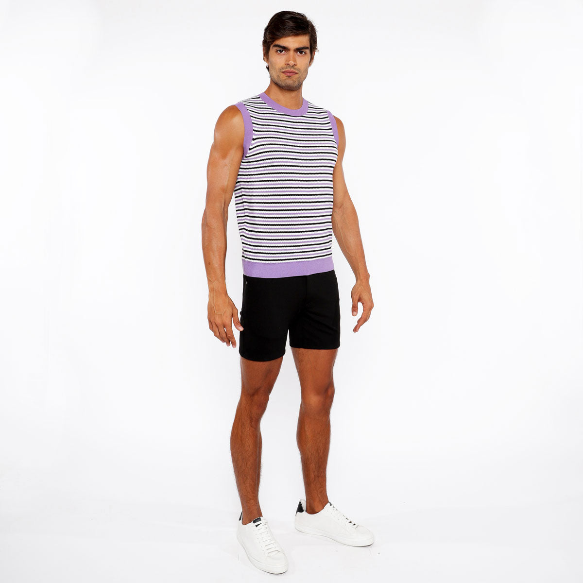 Stripe Open Knit Vest