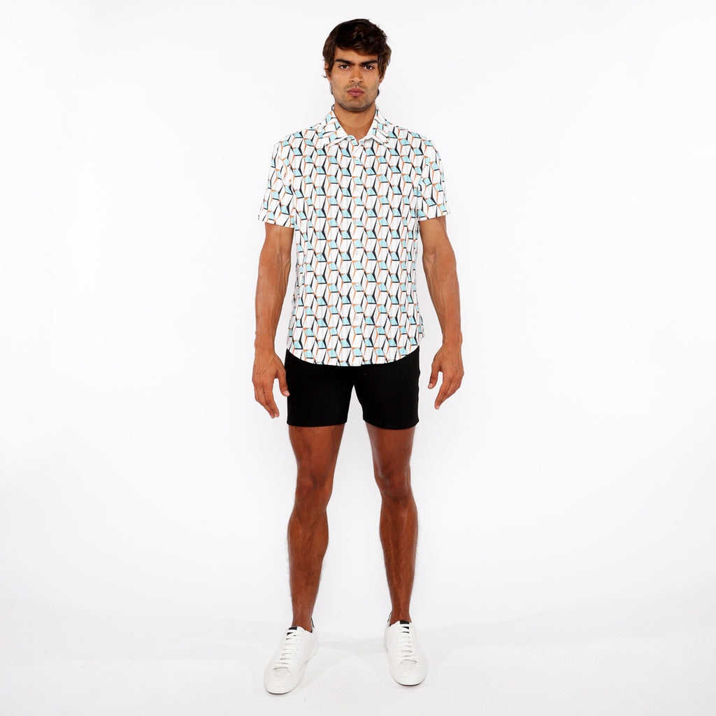 3D Boxes Open Knit Shirt