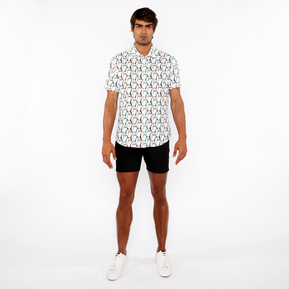 3D Boxes Open Knit Shirt