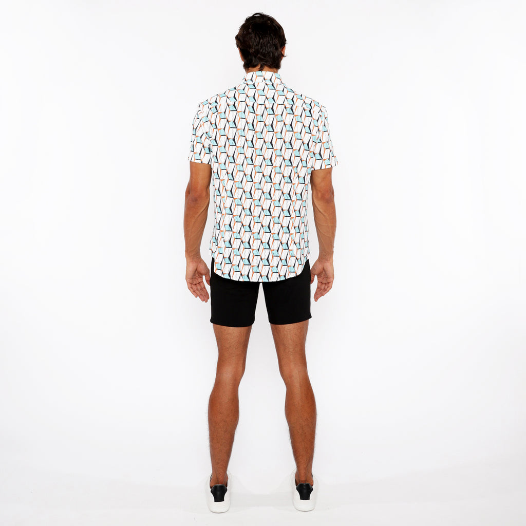 3D Boxes Open Knit Shirt