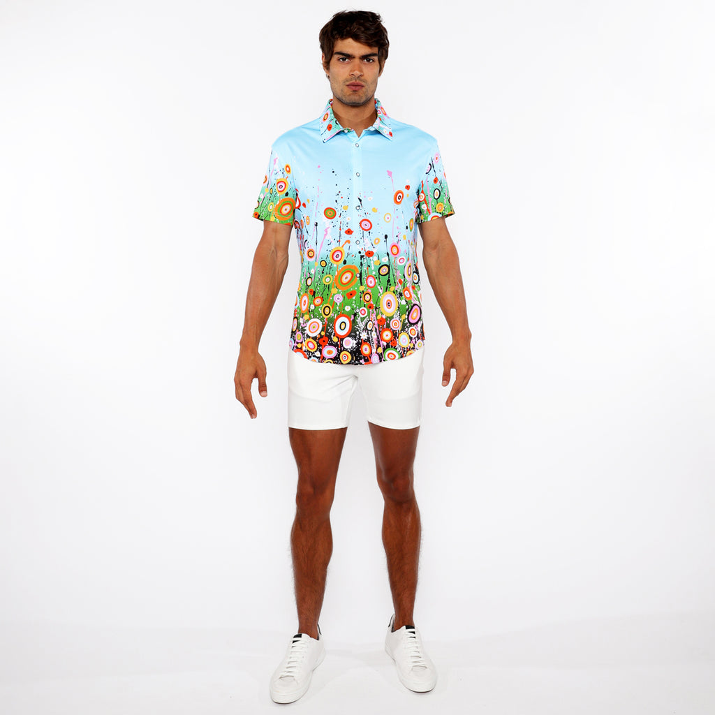 Circle Bursts Border Print Shirt