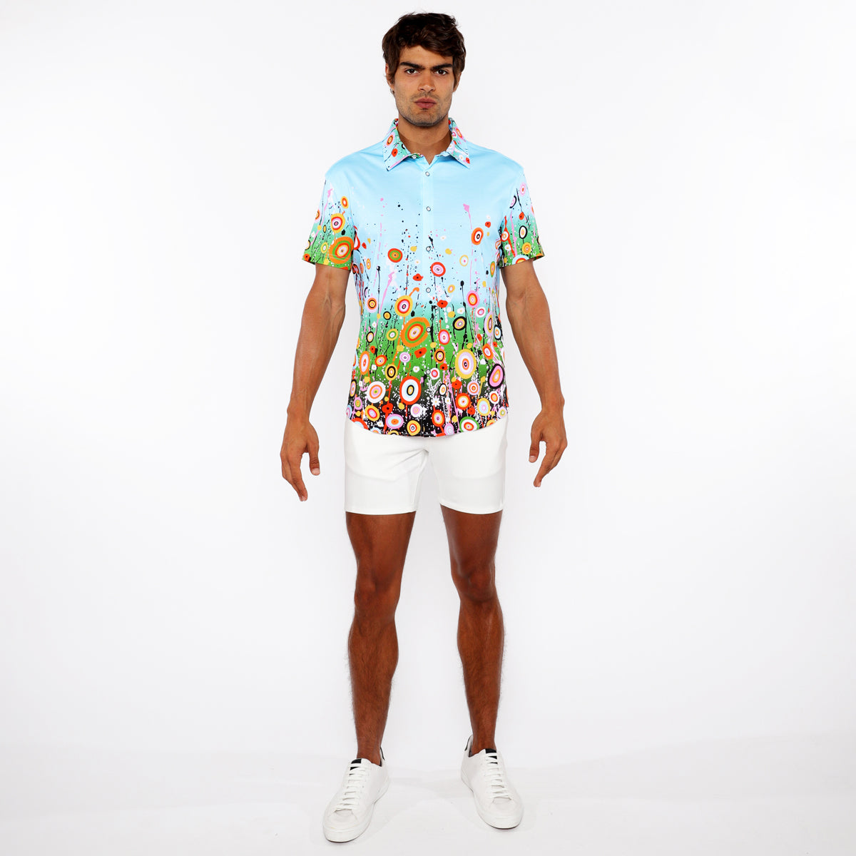 Circle Bursts Border Print Shirt