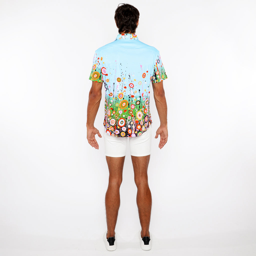 Circle Bursts Border Print Shirt